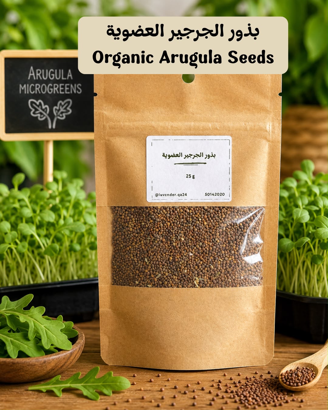 بذور الجرجير العضوية- 25 غرام - Organic Arugula Seeds